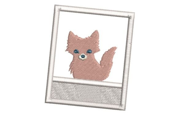 Cute Baby Fox in Photo Frame Embroidery Design
