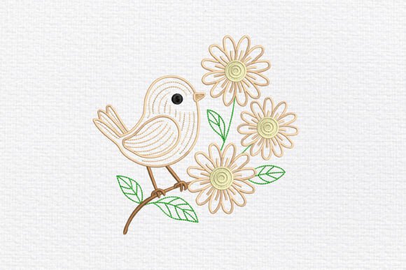 Outline Bird Daisies Embroidery: A Craft Fair Staple?