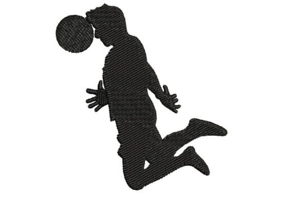 Soccer Player Heading Ball Silhouette Embroidery Design